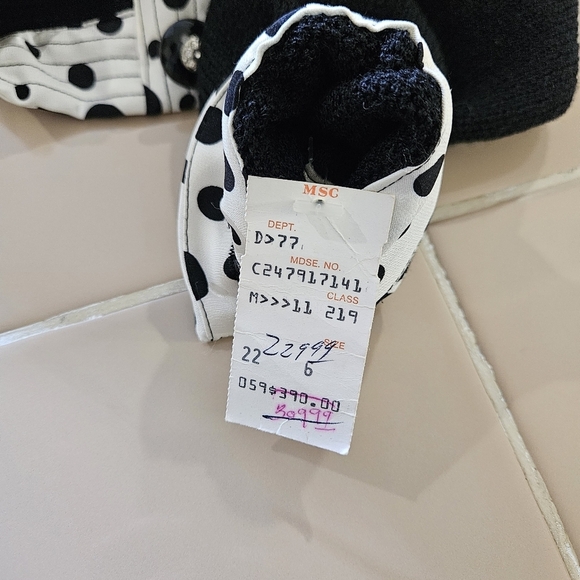 NWT 80s Vintage Anne Crimmins for Umi Black Polka Dot Trim Sweater Blazer Size S - Picture 7 of 7